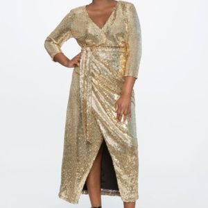 Shimmery gold party dress in women